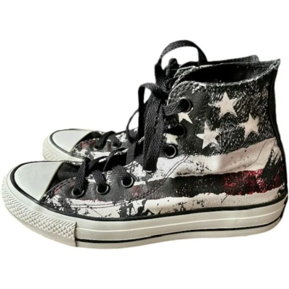 Converse Unisex Chuck Taylor All Star Flag Hi Top - Red/White/Blue/Black - 7 - Picture 3 of 15